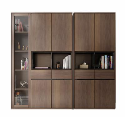 China (Size) adjustable practical cheap stable wooden bookcase with glass door and drawers for sale