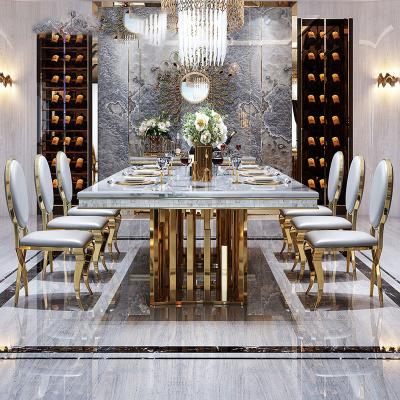 China European Style Furniture Dining Table (Other) Adjustable Luxury Marble Dining Table Set Low Dining Table And Chair Stainless Steel for sale