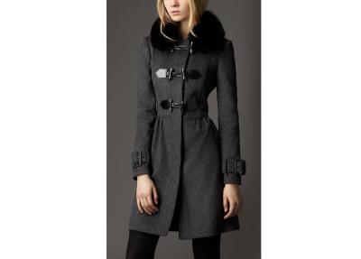 China Warm Winter Fur Collar Duffle Office Ladies Fashion Coats in XS , S , M , L , XL Size for sale