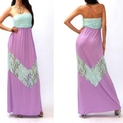 China Stunning Open Back Strapless Girls Long Dresses In Lavender And Mint for sale