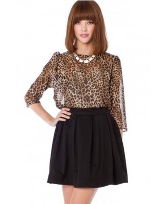 China Leopard Print Chiffon Girls Tank Tops Summer Long Sleeve Womens Clothes for sale