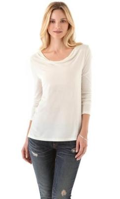 China Cut Loose Keyhole Cowl Womens / Female T Shirts With Long Sleeves for sale