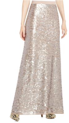 China Eco Friendly Elegant Sequin Maxi Ladies Long Straight Skirts , Silver for sale