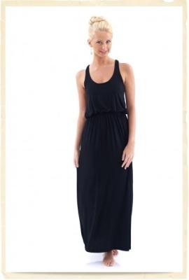 China Black Round Neck Spaghetti Strap Ladies Maxi Dresses For Party , Prom for sale