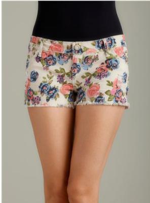 China Fashion Floral Print Womens Summer Shorts Slim Juniors High Waisted Shorts for sale