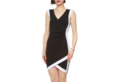 China Summer Sleeveless Ruched Dress with Surplice Neckline , Washable for sale