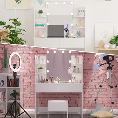 China High Quality Makeup Table Vanity Set With Cool Mirror 12 LED Lighted Bulbs Makeup Vanity Dresser Dresser Desk With Big Drawer for sale