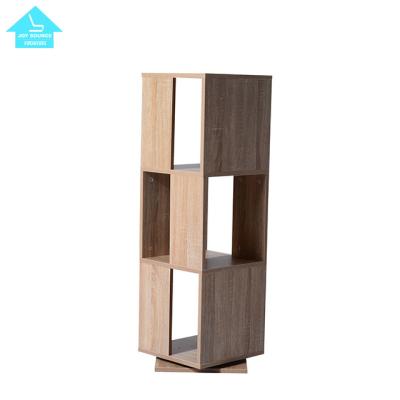 China (Others) Space Saving MDF Storage Rack and Particle Board Adjustable Wooden Revolving Book Shelves for sale