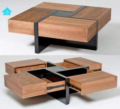 China (Other) Adjustable Wooden Lift Around Coffee Table With Hidden Storage Compartment Table Top Dining Wooden Table for sale