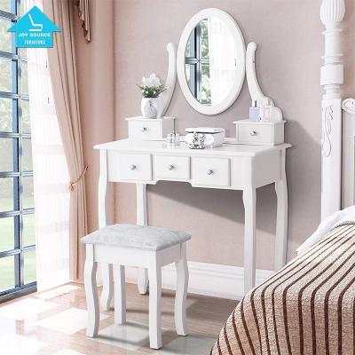 China Modern Wooden Dressing Table With Cushioned Stool Table Set WithWood Makeup for sale