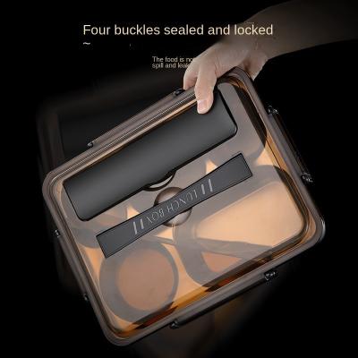 China 304 Stainless Steel Compartment Insulation Lunch Box Office Worker Square Student Portable Microwave Stored Lunch Box for sale