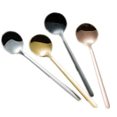 China Mini Long Handle 304 Stainless Steel Gold Coffee Spoon Viable Pink Metal Dessert Spoon 13/15/17 Cm Tableware for sale