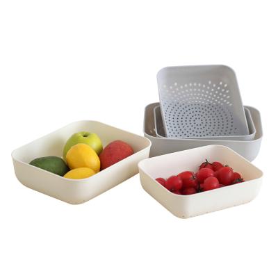 China Other Square Cavity Vegetable Basket Drain Screen Kitchen Fruit Storage Basket Drain Basket Wash Vegetable Sink for sale