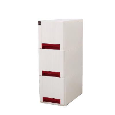 China Minimalist New Design Durable Plastic Drawer Cabinet Clothes Locker Kitchen Gap Refrigerator Floor-Standing Storage Cabinet for sale