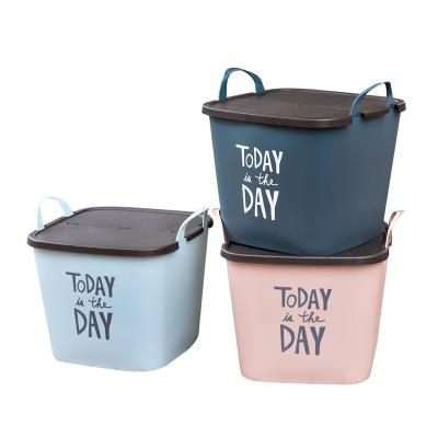 China Modern Nordic Plastic Printing Basket Plastic Printing Portable Baby Laundry Basket Toy Bucket Bathroom Sundries Storage Soft Blue for sale