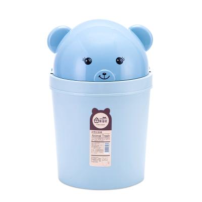 China 2021 New Cartoon Viable Cute Flip Trash Can Large Capacity Living Room Bedroom Toilet Paper Basket With Lid Bin for sale