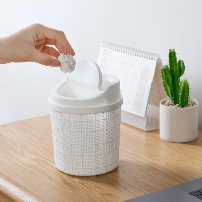 China Mini With Lid Desktop Trash Durable Trash Can Office Waste Bin Flip Cover Type Home Small Classification for sale