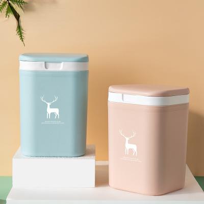 China Viable Type Waste Bin Household Living Room Kitchen Toilet Office Nordic Square Decorative Rubbish Push Bin for sale