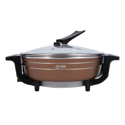 China Good Household Price Cooking Round Glass Lid Frying Electric Pan Electric Skillet With High Tempera for sale