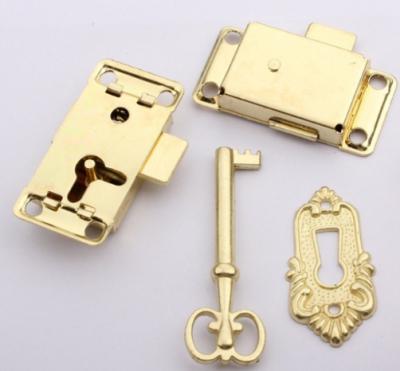 China Gold Zinc Alloy Mechanical Lock Cupboard Lock Antique Classic Trinket Box for sale