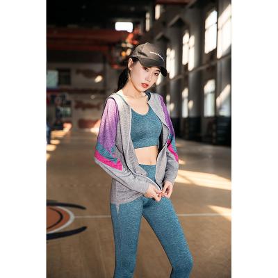 China Breathable Loose Sports Coat For Fitness Shirts Women Long Sleeve Windproof Yoga Suit Outdoor Running Zipper Hood for sale