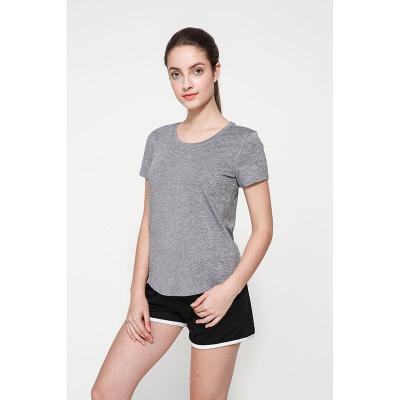 China Breathable Gym Sport Fit T-shirt Women's Short Sleeved T-shirt Round Collar Sports Shirt Top Women's T-shirt for sale