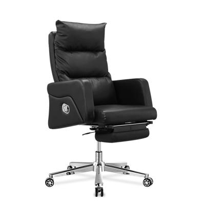 China Modern Black Leather Massage Style Office Furniture Executive Tilting Adjustable Recliner Office Chair for sale