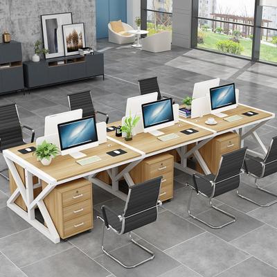 China High-end design expandable six-person screen desk, personal computer desk and chair combination office furniture for sale