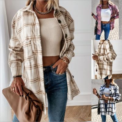 China New Arrival Women Shirt Autumn And Winter Long Sleeve Breathable Plaid Shirt Women Straight Shirt Jacket for sale