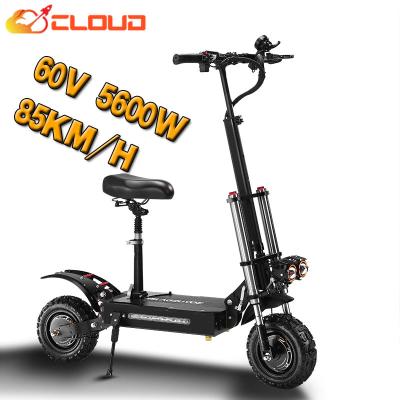 China Unisex E Scooter 5600w Aluminum Alloy Electric Scooter With Seat 60V 30AH Fold E-scooter 11inch 90km/h High Speed ​​Electric Scooter for sale