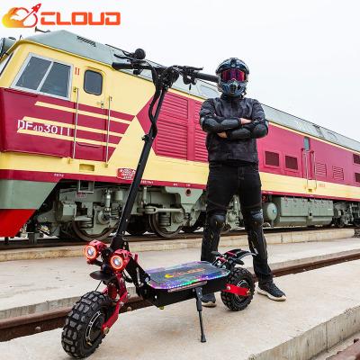 China Chinese CLOUD V5 5600w 6000w 11inch 80km/h Long Range Two Wheels Adult Fast Motor Double Seat Foldable Electric Scooter for sale