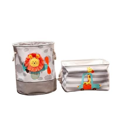 China Canvas Folding Baby Kids Toys Rope Laundry Organizers and Storage Basket Viable Barrel for sale