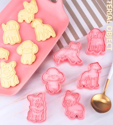 China 6pcs 3D Disposable Dog Cookie Cutter Animal Baking Stamp for sale