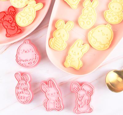 China 6pcs Mini Multi 3D Easter Rabbit Bunny Cookie Biscuit Mold Cutter Disposable Plastic Stamp Set for sale