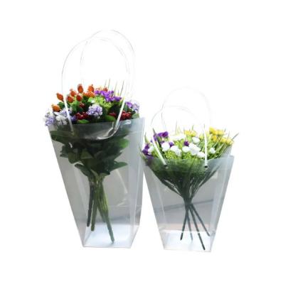 China PVC-transparante geschenkdoos Custom plastic handtas Bloemen handmand verpakkingszak Te koop