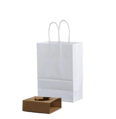 Chine Sac de papier blanc recyclable écologique avec poignée pour les détaillants et les épiceries à vendre