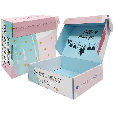 China Custom Folding Carton Shipping Packaging Box Simple Zipper Unique Pink Paper Box for sale