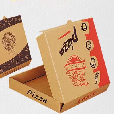 China Custom Pizza Packaging Box Kraft Paper Pizza Takeaway Box 10 12 13 Inch Corrugated Thickened for sale