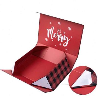 China Christmas gift box Printing Rigid Folding Paper Packaging Magnet Closure Lid Cardboard Foldable Magnetic Gift Box with Logo for sale