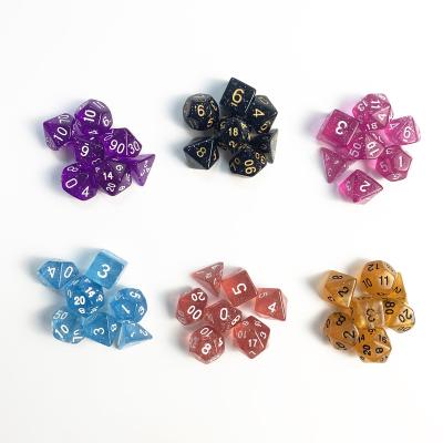 China 7 pcs per set TRPG starry colors 7pcs per set polyhedral sided plastic 20 dies faces DND dies set for sale