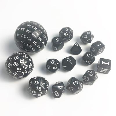 China 15 pcs per set 15pcs per set 100 set Acrylic Spherical Faces 60 Sided 30 Sided DND PRTG Plastic Dies Special Shaped Polyhedral Game Dies for sale