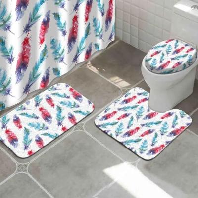 China Anti Slip Classic Design 3pcs Memory Foam Bathroom Cover Mat Washable for sale