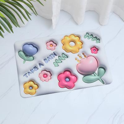 China Diatom 3d Mud Expanding Small Viable Soft Three-dimensional Flower Floor Quick-Drying Mat Bathroom Toilet Absorbent Foot Mat for sale