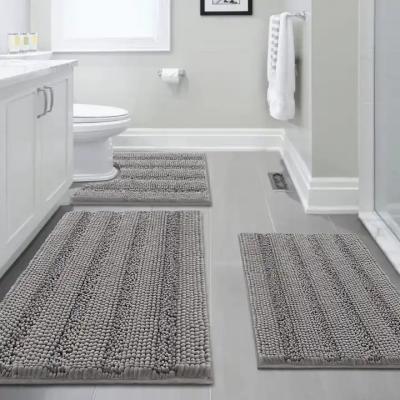 China Washable Non Slip Shaggy Chenille Soft Surface Bath Mat For Bathroom Water Absorbent Mat for sale