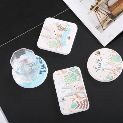 China Viable Cartoon Rabbite Round Diatom Mud Coaster Coffee Mat Placemat Diatomite Heat Insulation Kitchen Rust Proof Table Mug Pad for sale