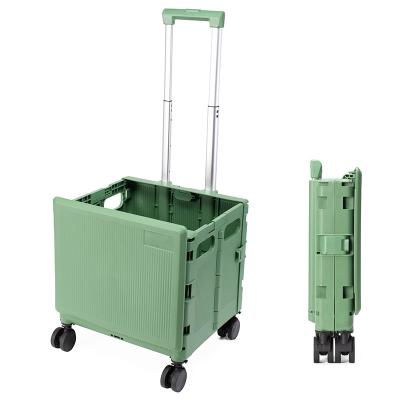 China Best Product Market Universal Plastic Shopping Trolley High Quality Storage 4 Wheels PP Folding Shopping Trolley Shopping Trolley for sale