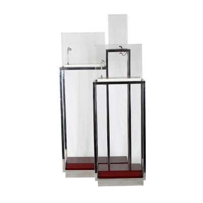 China Easy Installation Custom Acrylic Cylinder Mall Jewelry Floor Display Rack Stand Jewelry Display Stand With Led Light for sale