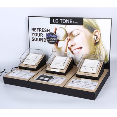 China Display goods. Advertising Custom Design Phone Accessories Counter Acrylic Cylinder Display Mobile Phone Earbuds Mobile Phone Display Stand for sale