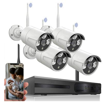 China Set AI 1080P HD 4 Channel Two Way Audio WiFi Home Security CCTV Cameras System 4ch Wireless CCTV System for sale