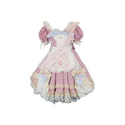 China Breathable Candy Color Lolita Lace Summer Sweet Dresses For Girls Dress Set for sale